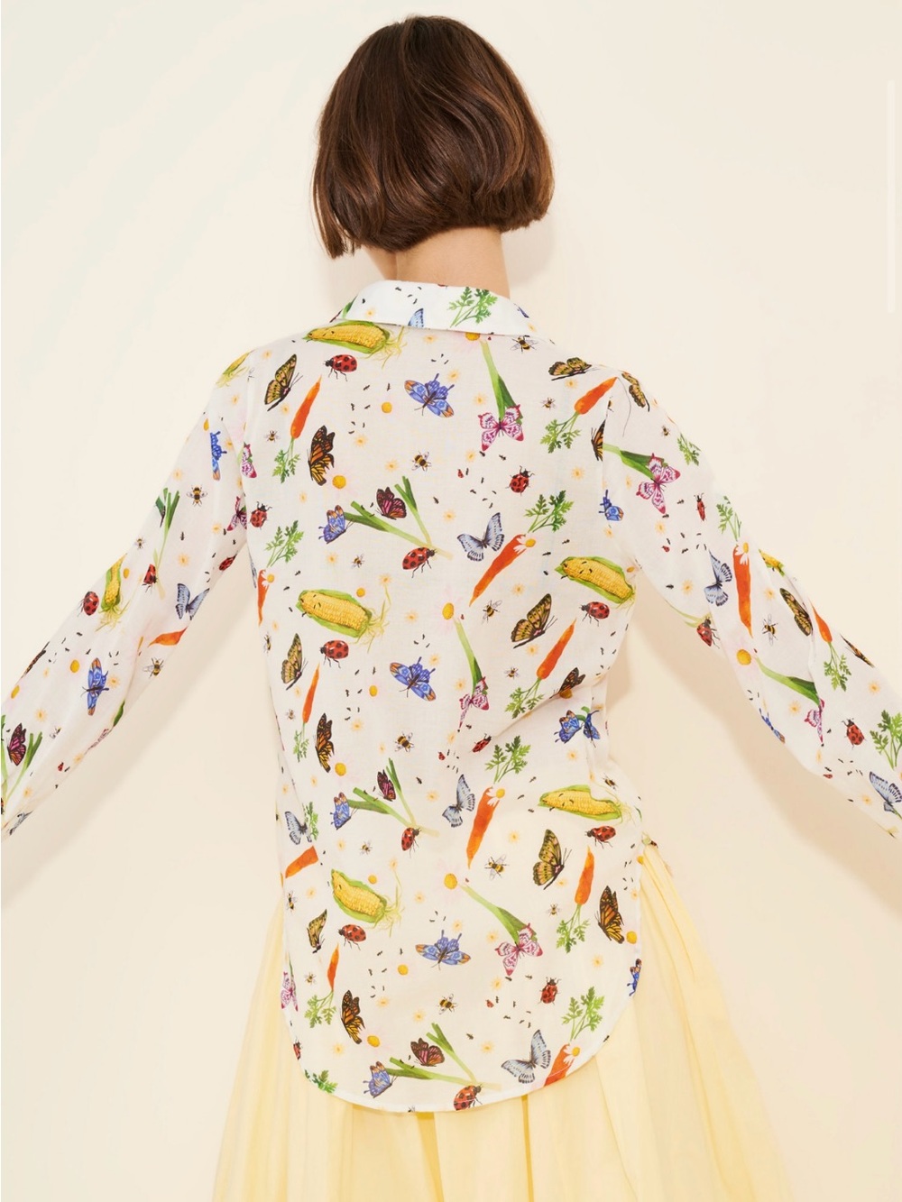 Lisa Says Gah Tessa Botanical & Butterfly Print Button-Up Shirt - Picture 2 of 5